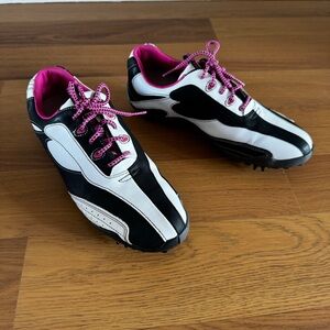 FootJoy FJ LoPro Black & White Striped Women’s Golf Shoes, 7.5 - Ladies Athletic